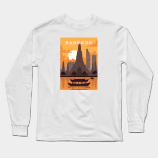 Bangkok, Thailand Retro travel poster Long Sleeve T-Shirt